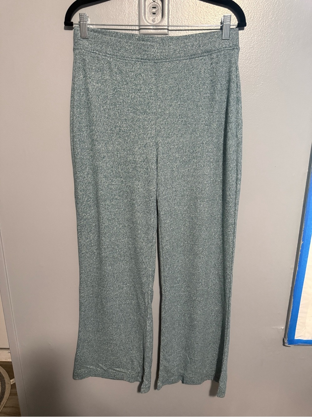 Cozy Wide-Leg Hacci Pants — Teal - Picture 2 of 3